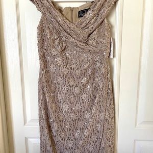 NWT Alex Evenings Off-Shoulder Sequin Lace Dress